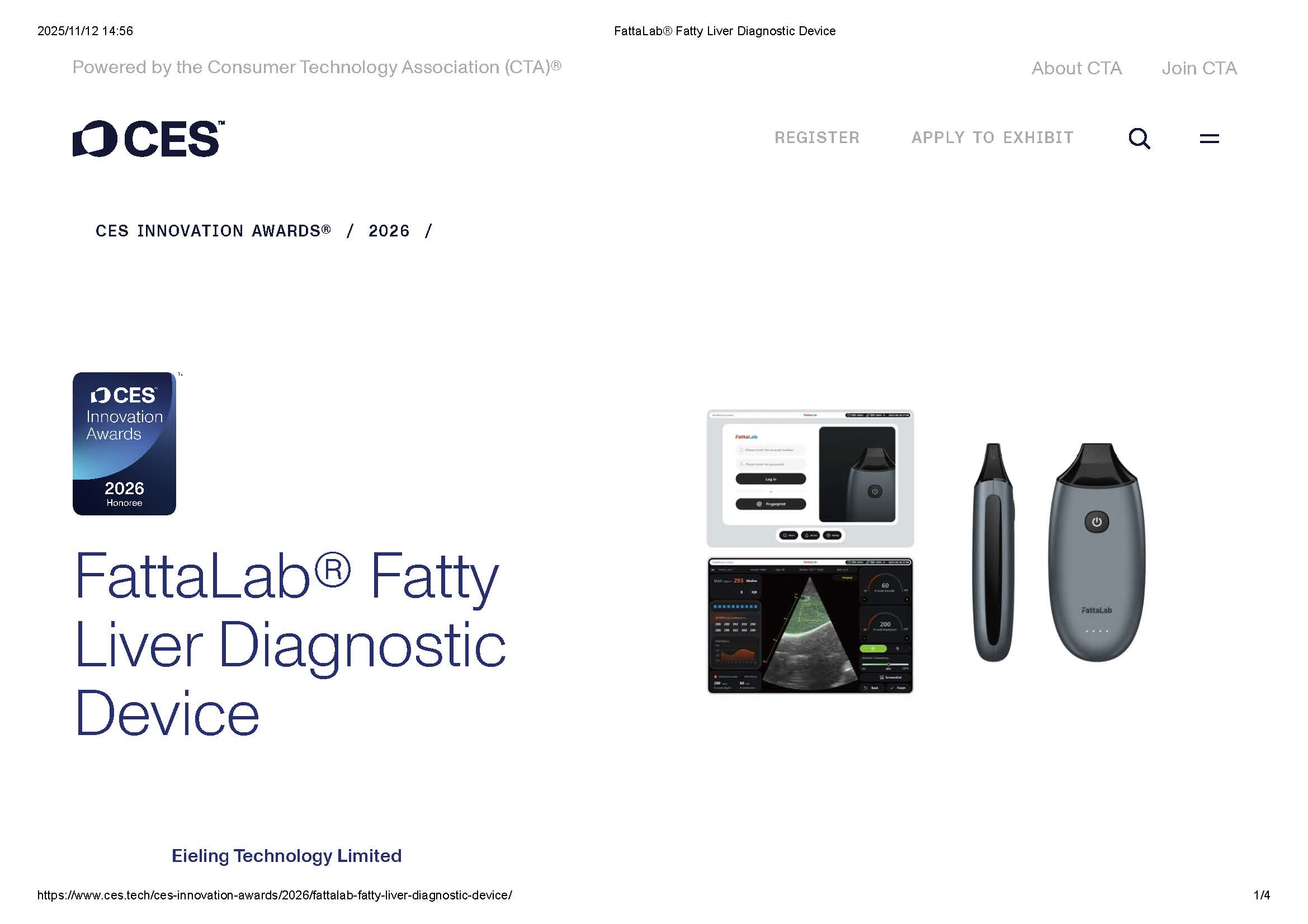 FattaLab® Wins CES 2026 Innovation Award, Marking the Arrival of the 3.0 Era of Quantitative Visceral Fat Measurement! Officially Entering the Consumer Healthcare Market